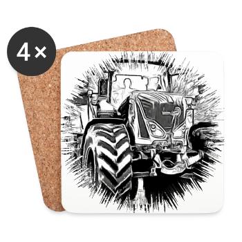 Tracteur - Dessous de verre (lot de 4) - blanc - Devant