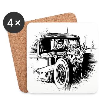 Voiture - Dessous de verre (lot de 4) - blanc - Devant