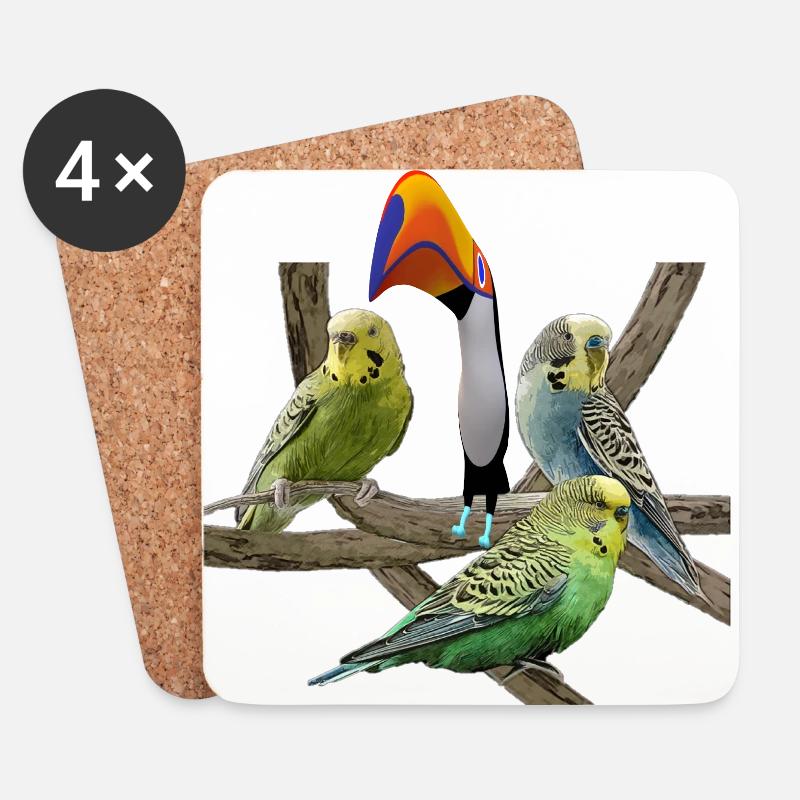 Wellensittiche - Untersetzer (4er-Set) - Weiß