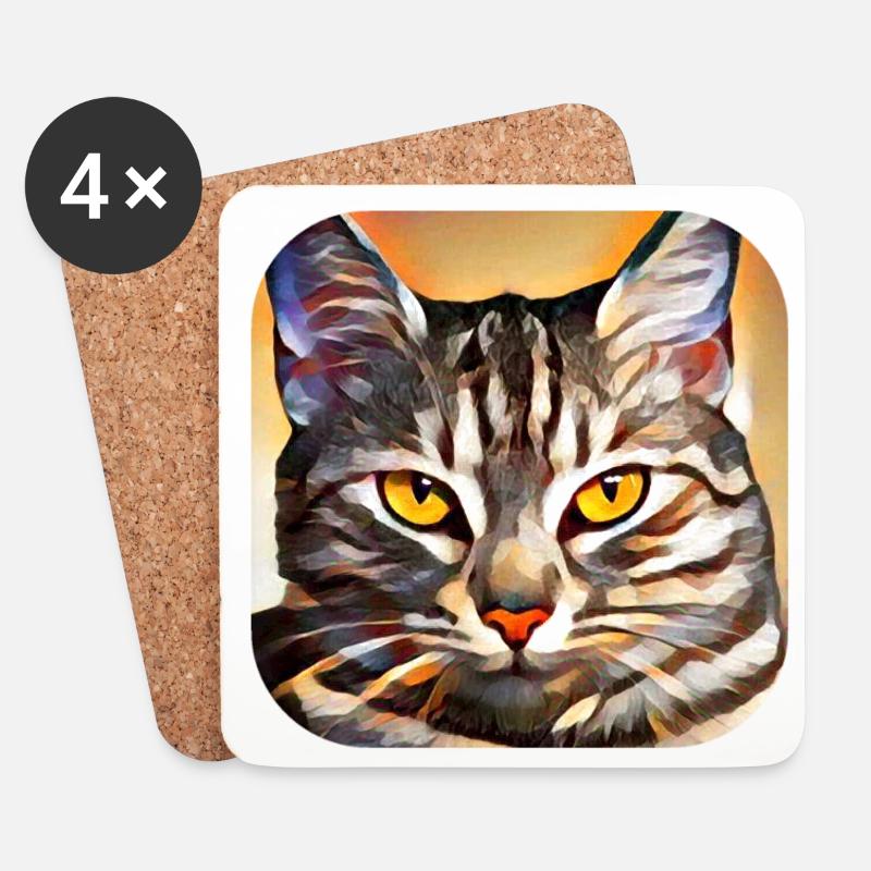 Katze - Untersetzer (4er-Set) - Weiß