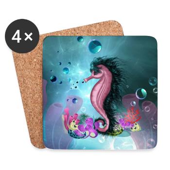 Kleiner Hippocampus - Untersetzer (4er-Set) - Weiß - Vorne