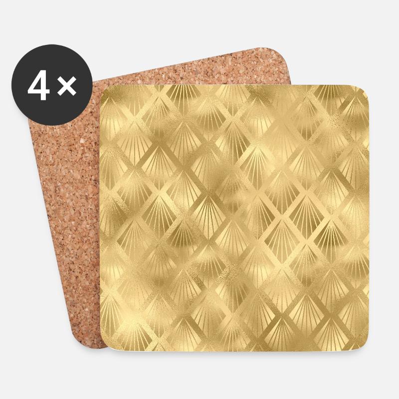 Gold Art Deco Muster - Untersetzer (4er-Set) - Weiß