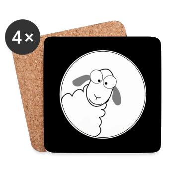Les moutons regardent dans le trou - Dessous de verre (lot de 4) - blanc - Devant