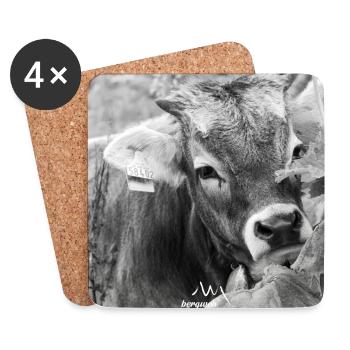 Schwarz-Weiß Fotodesign - Junges Kalb mit Charme - Untersetzer (4er-Set) - Weiß - Vorne