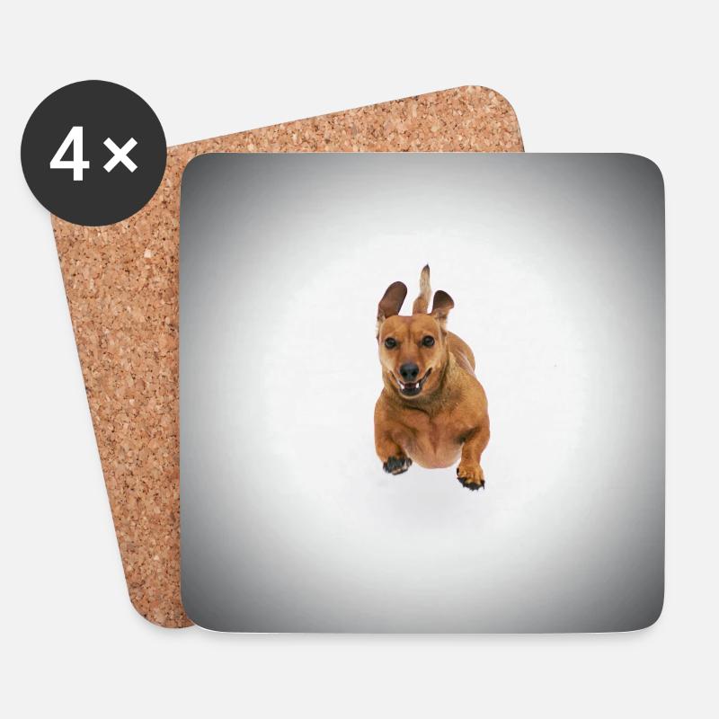 Brauner Dackel - Untersetzer (4er-Set) - Weiß