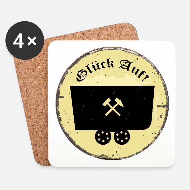 Glück Auf! - Untersetzer (4er-Set) - Weiß