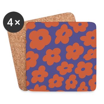 Flowers in a square - Untersetzer (4er-Set) - Weiß - Vorne