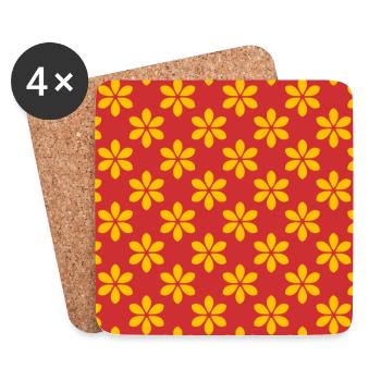 colorful floral pattern design Blumenmuster - Coasters (set of 4) - white - Front