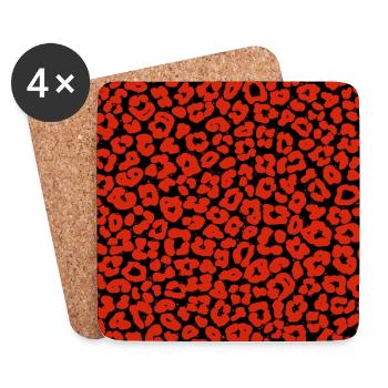 Peau d'animal avec style de couleur africaine - Dessous de verre (lot de 4) - blanc - Devant