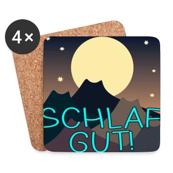 SCHLAFEN - KATZEN VOLLMOND BERGE - SCHLAF GUT - Untersetzer (4er-Set) - Weiß - Vorne