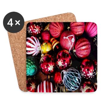 Christmas tree balls - Christmas decorations - Coasters (set of 4) - white - Front