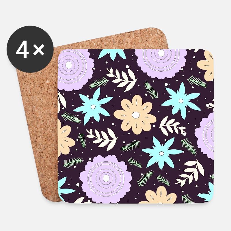 all over prints mit blumen, pastell blumenmuster - Untersetzer (4er-Set) - Weiß