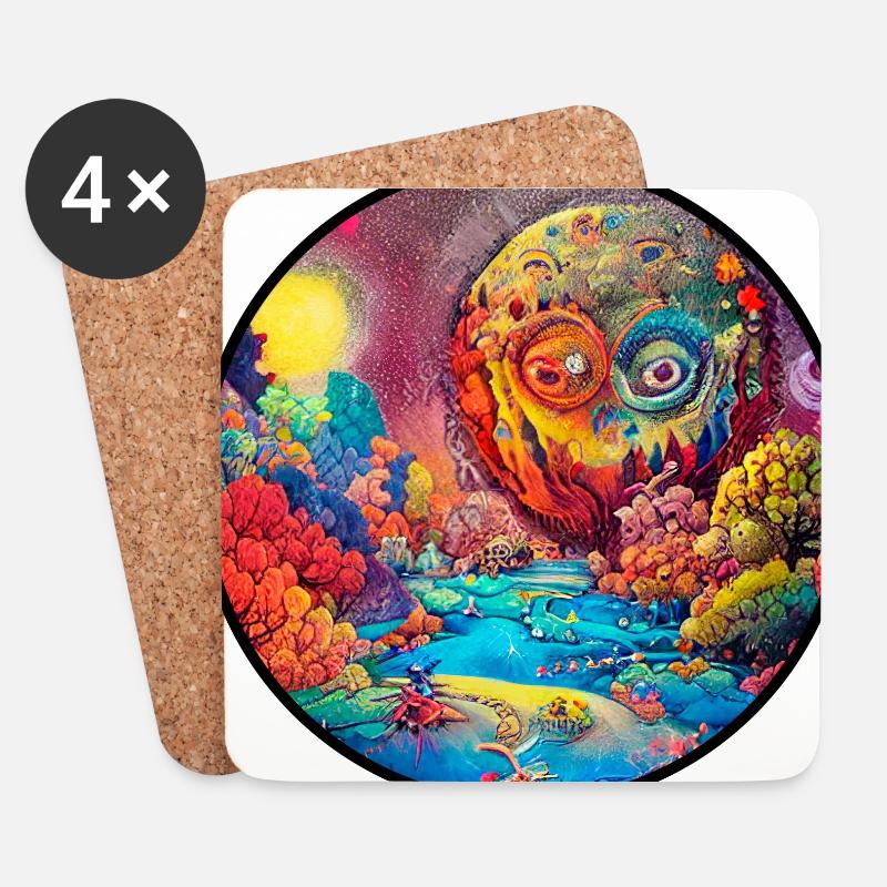 Kunstwerk eines Fantasielandes - Untersetzer (4er-Set) - Weiß