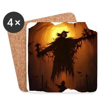 Halloween ghost with pumpkin - Coasters (set of 4) - white - Front
