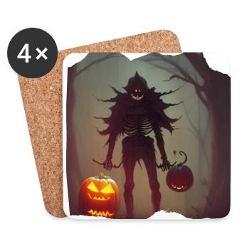 Halloween Geist mit Kürbis - Untersetzer (4er-Set) - Weiß - Vorne