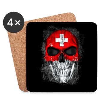 Totenkopf Schweiz - Untersetzer (4er-Set) - Weiß - Vorne