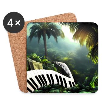 Klavier im Dschungel - Untersetzer (4er-Set) - Weiß - Vorne