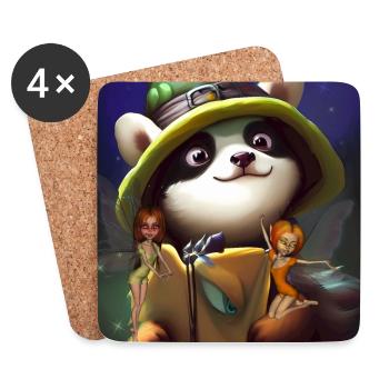 Cute panda with little fairies - Coasters (set of 4) - white - Front