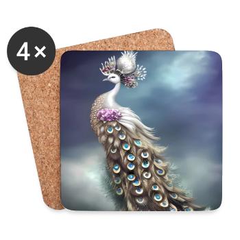 Wunderbarer eleganter Pfau - Untersetzer (4er-Set) - Weiß - Vorne