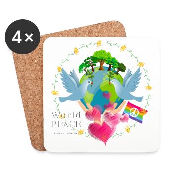 World PEACE - Untersetzer (4er-Set) - Weiß - Vorne