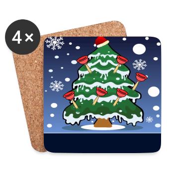 CHRISTMAS PLUMBER SANITARY FACILITIES PÖMPEL - Coasters (set of 4) - white - Front