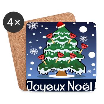 Joyeux Noël - Ventouse - HUMOUR - Dessous de verre (lot de 4) - blanc - Devant