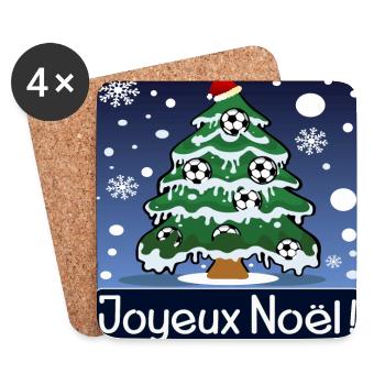 Sapin de Noël Football Festif - Dessous de verre (lot de 4) - blanc - Devant