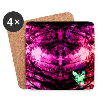Kaleidoskopische Tie-Dye Schmetterling - Untersetzer (4er-Set) - Weiß - Vorne