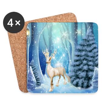 Wonderful fantasy reindeer in a winter landscape - Coasters (set of 4) - white - Front