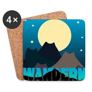 Katzen Landschaft - Vollmond - Wandern - Untersetzer (4er-Set) - Weiß - Vorne