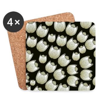 frühlingsoutfits für damen, Tulpenmuster hell - Untersetzer (4er-Set) - Weiß - Vorne