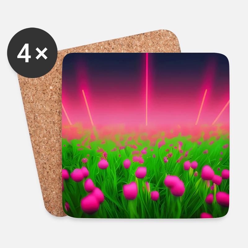 Leuchtende rosa Blüten - Untersetzer (4er-Set) - Weiß