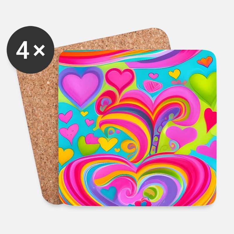Bunte Liebe - Untersetzer (4er-Set) - Weiß