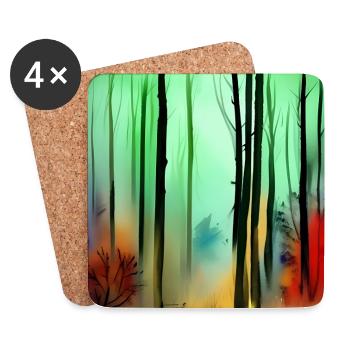 Autumn watercolor forest - Coasters (set of 4) - white - Front
