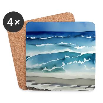 Ocean watercolor art - Coasters (set of 4) - white - Front