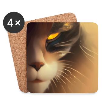 Scary cat face - Coasters (set of 4) - white - Front