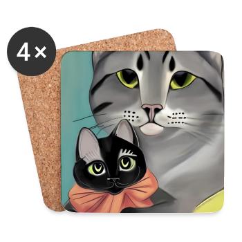 Mère de chats - Dessous de verre (lot de 4) - blanc - Devant