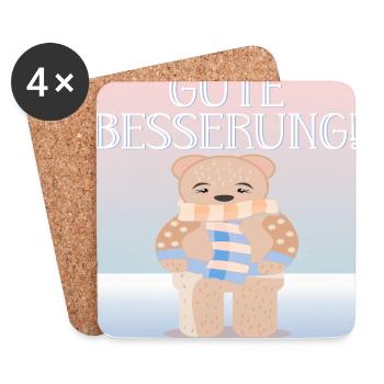 Gute Besserung - KINDER FIEBER - Untersetzer (4er-Set) - Weiß - Vorne