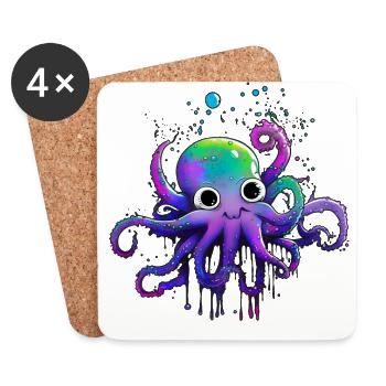 Small sweet octopus - Coasters (set of 4) - white - Front