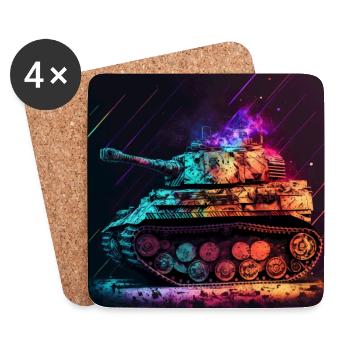 Main battle tank in cool neon colors - Coasters (set of 4) - white - Front