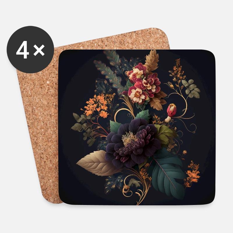 Floral Design 6 - Untersetzer (4er-Set) - Weiß