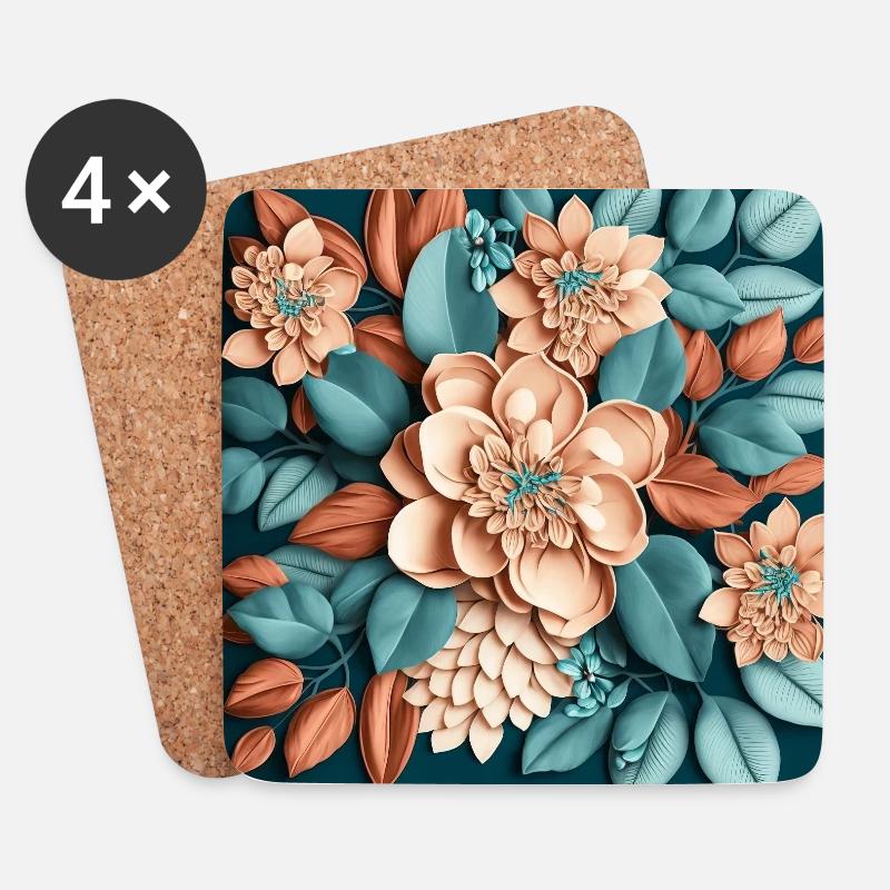Floral Design 24 - Untersetzer (4er-Set) - Weiß