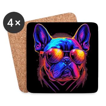 Français Bulldog Love - Dessous de verre (lot de 4) - blanc - Devant