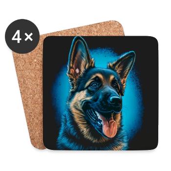 Deutscher Schäferhund - Untersetzer (4er-Set) - Weiß - Vorne