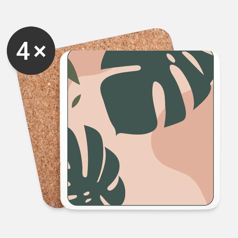 Monstera Design - Untersetzer (4er-Set) - Weiß