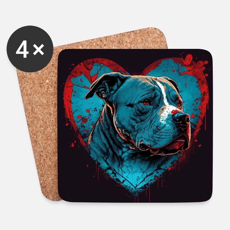 American Staffordshire Terrier Herz - Untersetzer (4er-Set) - Weiß
