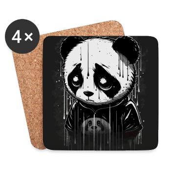 cute sad panda - Coasters (set of 4) - white - Front