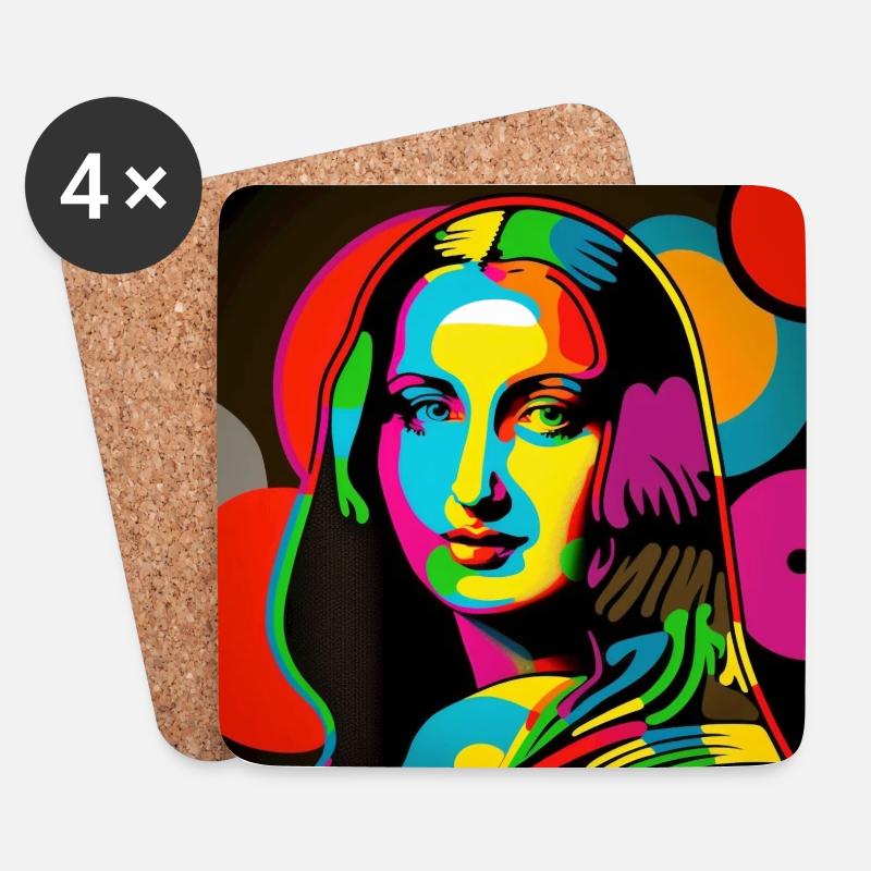 Portait Pop-Art - Untersetzer (4er-Set) - Weiß