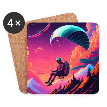 Parapentes en style synthwave - Dessous de verre (lot de 4) - blanc - Devant