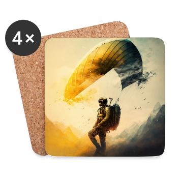 creative and cool paraglider, sport of the skies - Coasters (set of 4) - white - Front